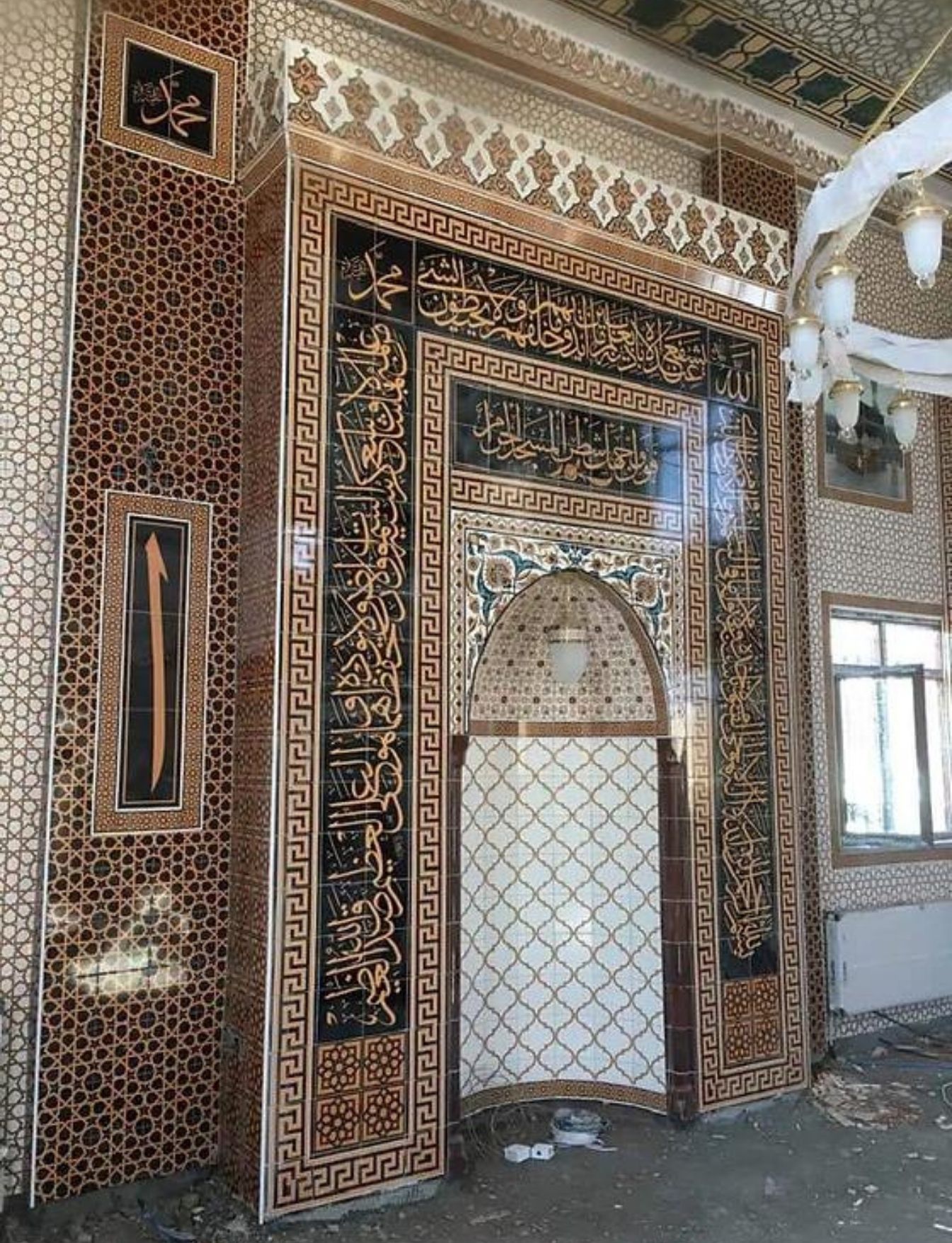 Cami Çini Mihrap - 57, Ahşap Mihrap Selçuklu Çini Modeli, Cami Çinileri